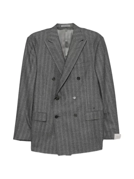 Costum Corneliani cu model herringbone cu două rânduri de nasturi gri