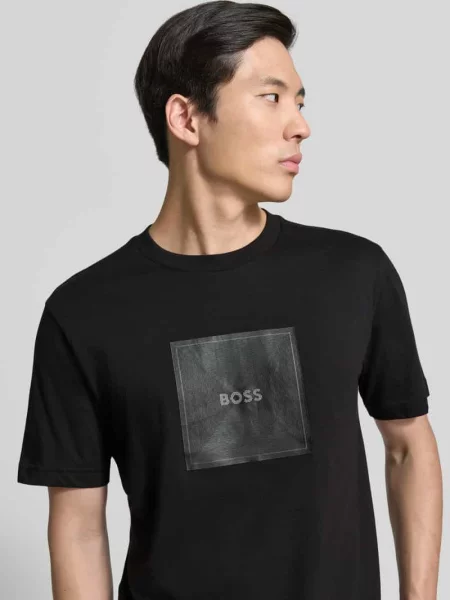 T-shirt z nadrukiem z logo Boss Green czarna