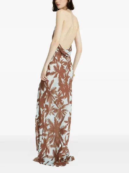 Rochie maxi Céleste cu imagine de costum maro