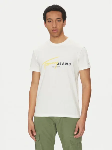 Tommy Jeans Marškinėliai Signature Dna balta