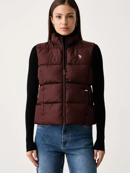 U.S. Polo Assn. vestă pentru femei LIGHTWEIGHT PUFFER GILET maro