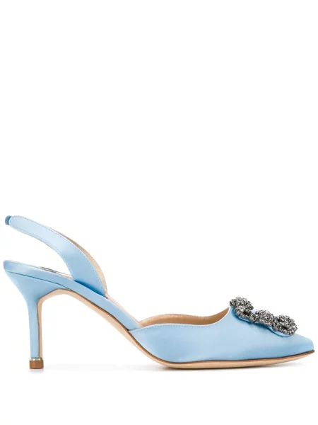 Pantofi cu toc Manolo Blahnik slingback albastru