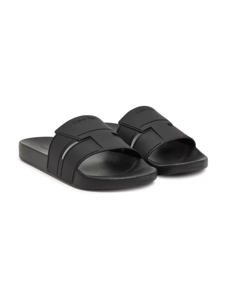Klapki Calvin Klein Pool Slide Double T black czarne