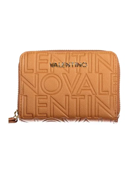 Lniany portfel Valentino Bags brązowy
