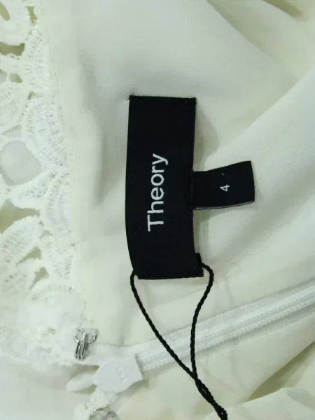 Rochie mini Theory fără mâneci din dantelă alb