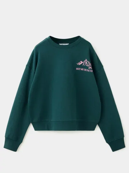 Bluza z nadrukiem ciemnozielony Dzieci lata MANGO KIDS