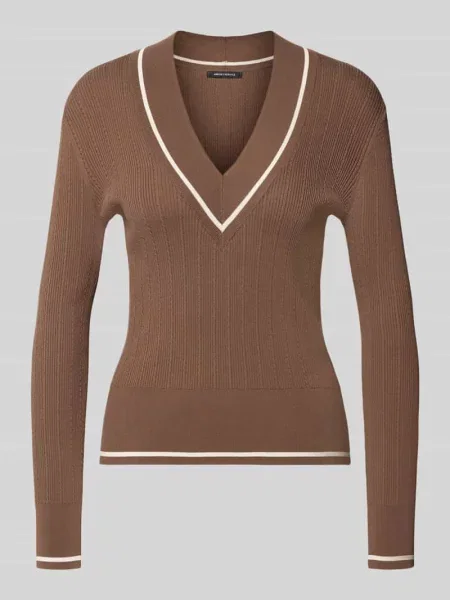 Sweter o kroju slim fit z mieszanki w imitacji dzianiny Armani Exchange brązowy