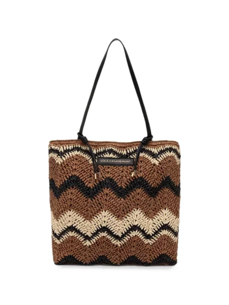 Geantă shopper Lola_casademunt tricotate cu autograf maro