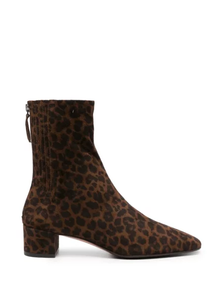 Cizme scurte Aquazzura cu imagine cu model leopard maro