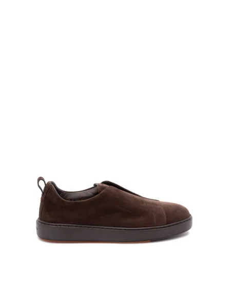 Sneakersy Santoni zamszowe wsuwane brązowe