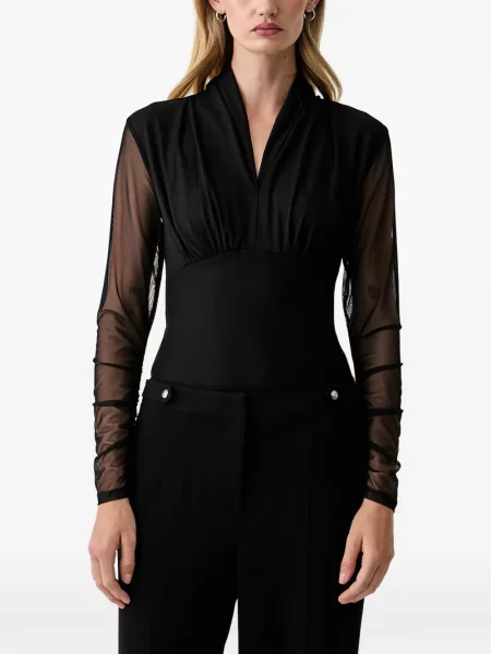Bluză Dkny cu volane plasă negru