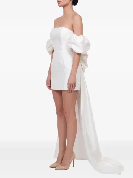 Rochie mini Post Meridiem cu funde alb