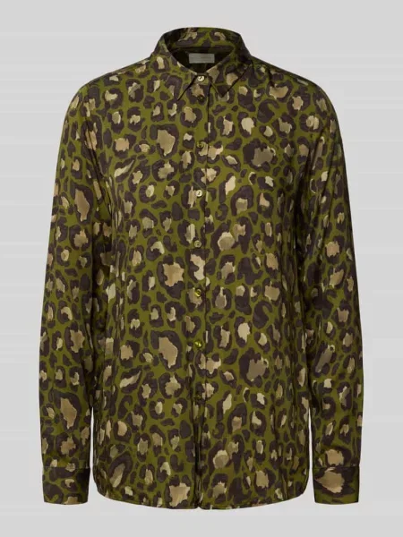 Bluzka o kroju regular fit z mankietami Milano Italy khaki