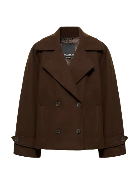 Pull&Bear Přechodný kabát tmavě hnědá