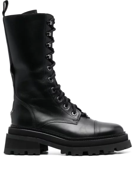 Botine Zadig&voltaire cu șireturi din piele cu platformă negru