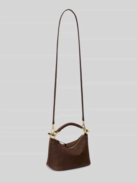 Torba na ramię z naturalnej skóry bydlęcej model BLKE MINI' Lauren Ralph Lauren brązowa