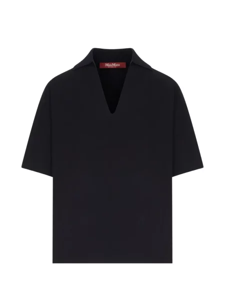 Gulerat scurt tricou polo Max Mara cu decolteu în V negru
