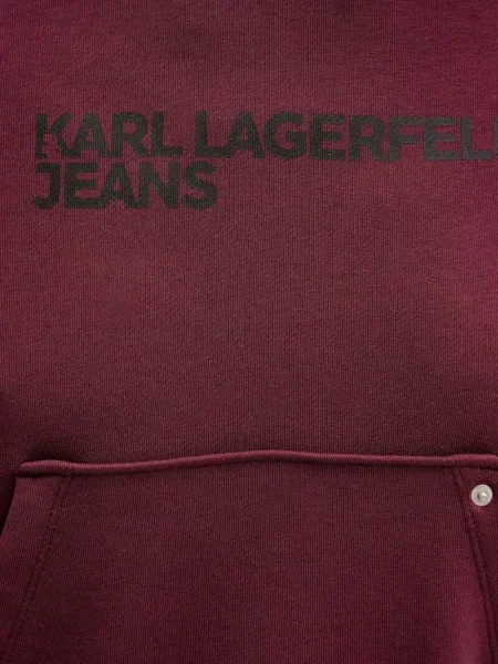 Суичър с качулка Karl Lagerfeld Jeans с принт червено