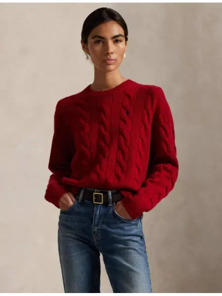 POLO RALPH LAUREN De lână pulover cu adaos de cașmir roșu