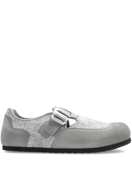 Pantofi loafer Birkenstock cu cataramă din fetru gri