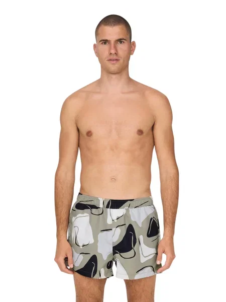 Only & Sons Șorturi de baie Todd gri / negru alb
