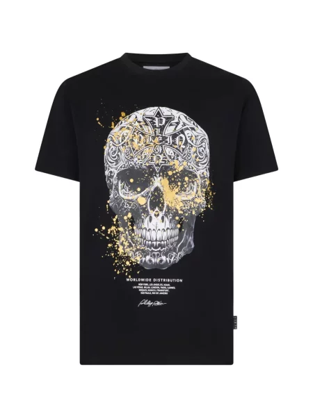 Tricou Philipp Plein cu buline din jerseu negru