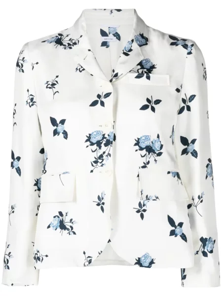 Sacou Thom Browne de mătase cu model floral cu imagine alb