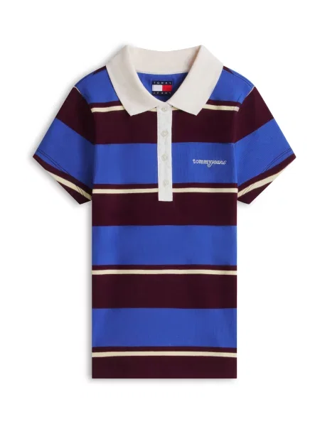 Tommy Jeans Tricou albastru regal / galben pastel / ciclam / murdar alb