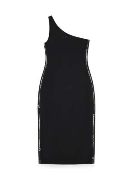 Μίντι φόρεμα Ea7 Emporio Armani με έναν ώμο με αυτόγραφο μαύρο