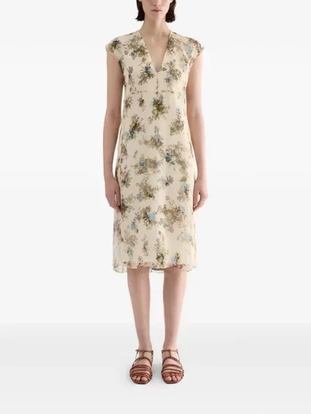 Rochie Jil Sander de mătase cu model floral cu imagine