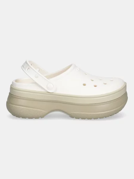 Crocs klapki Classic Stacked Clog na platformie beżowy