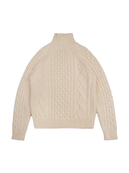 Sweter z golfem Baracuta wełniany beżowy