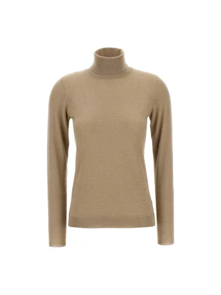 Sweter z golfem Brunello Cucinelli beżowy