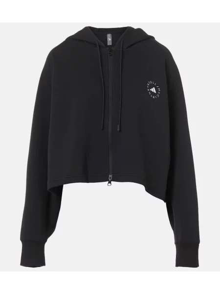 Hanorac cu glugă Adidas By Stella Mccartney din jerseu negru