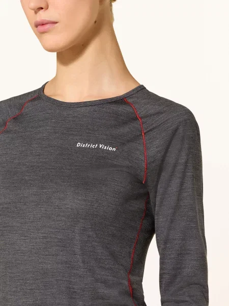 District Vision Tričko S Dlouhým Rukávem Merino Z Merino Vlny tmavě šedá