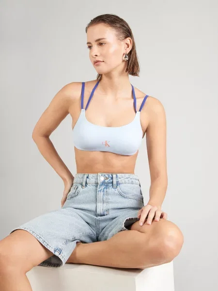 Calvin Klein Swimwear Bikini zgornji del modra / pastelno modra / oranžna bela