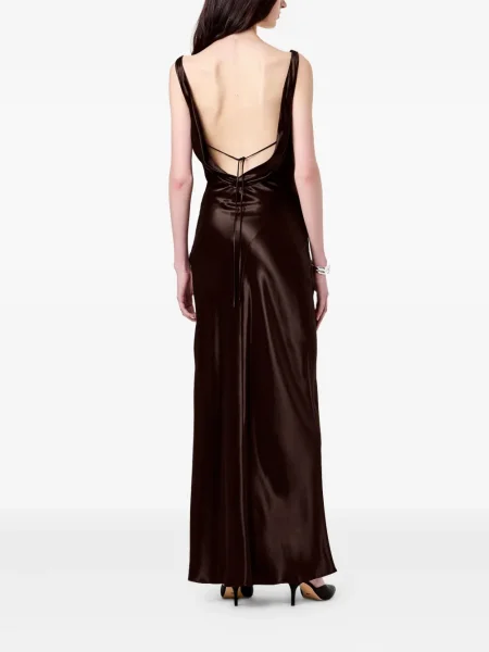 Rochie maxi Nicholas cu crăpătură de costum maro