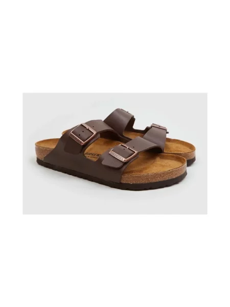Klapki Birkenstock zamszowe brązowe