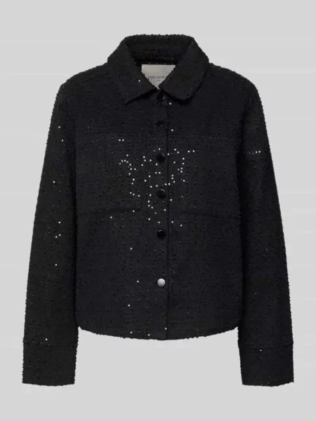 Kurtka jeansowa o kroju regular fit z cekinami model ‘SHOW’ Free/quent czarna