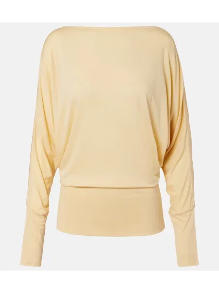 Top Toteme din jerseu drapat galben
