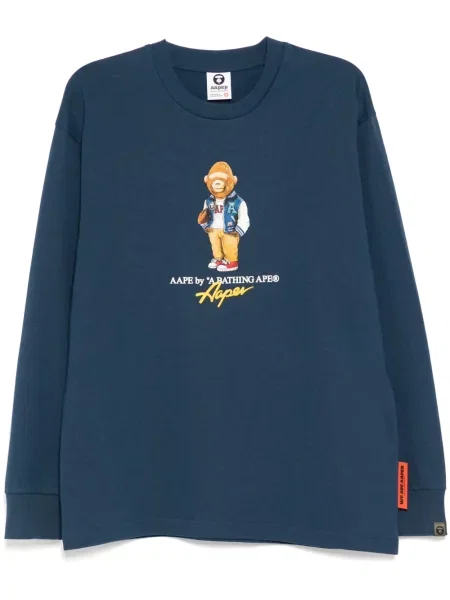 Tricou Aape By A Bathing Ape cu imagine lung albastru