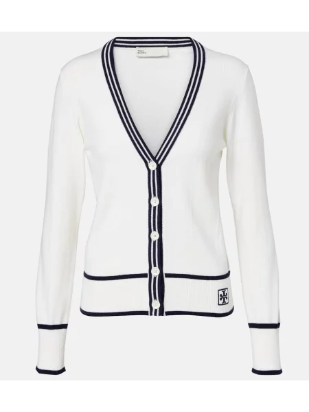 Cardigan Tory Burch de lână alb