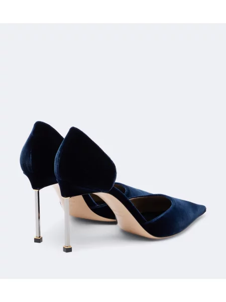 Pantofi cu toc Tom Ford de catifea albastru