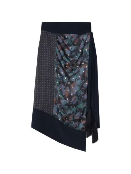 Fustă midi 3.1 Phillip Lim cu model floral drapată plic negru