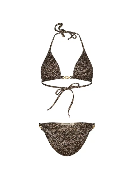 Bikini Paramidonna z nadrukiem w panterkę brązowe