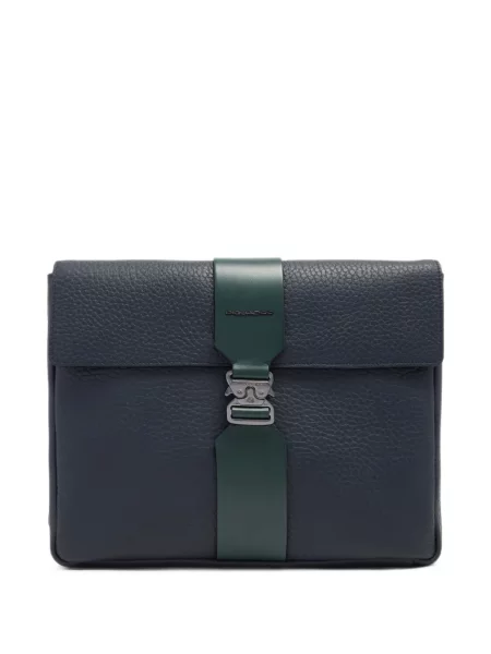 Bőr csatos laptoptáska Piquadro kék