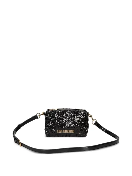 Чанта куфарчета Love Moschino с пайети черно