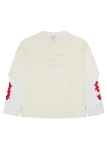 Tricou ecru / roșu alb