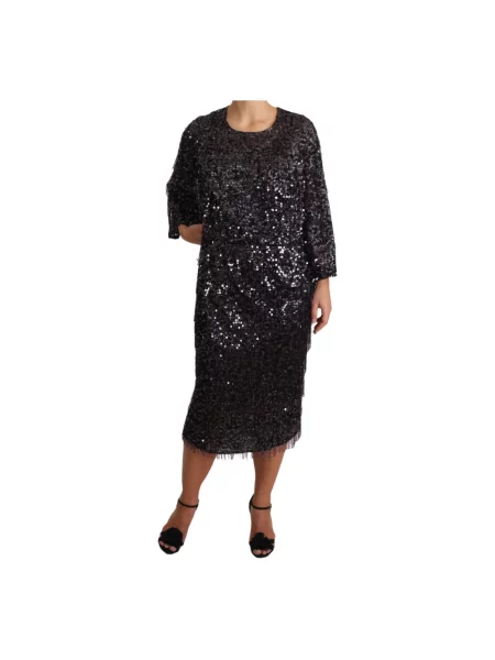 Sukienka midi Dolce And Gabbana z cekinami czarna