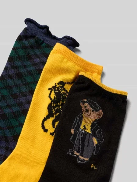 Skarpety z nadrukiem z logo w zestawie 3 szt. Polo Ralph Lauren żółte